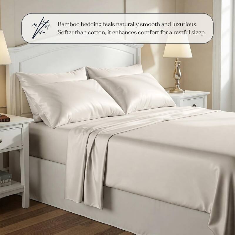 Delara Viscose Derived from Bamboo Fitted Sheet, Deep Pocket, Ultra-Soft Cooling Fitted Bed Sheet