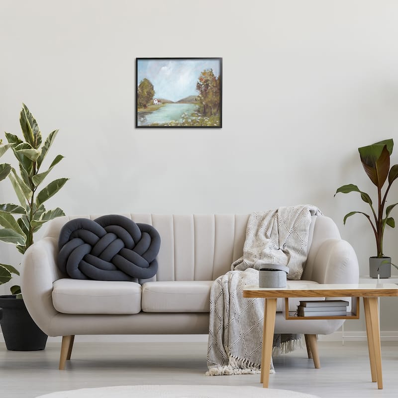 Stupell Distant Cottage Across River Framed Giclee Art Design By Amanda Hilburn