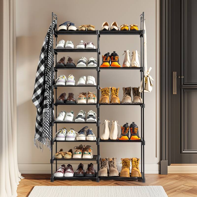 Minimalist Shoe Rack with Iron Frame Durable Non-Woven Storage Organizer for Shoes & Boots