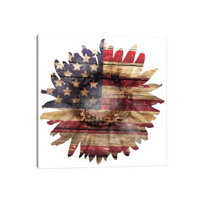 iCanvas "American Flag Sunflower" by Ephrazy Graphics Canvas Print