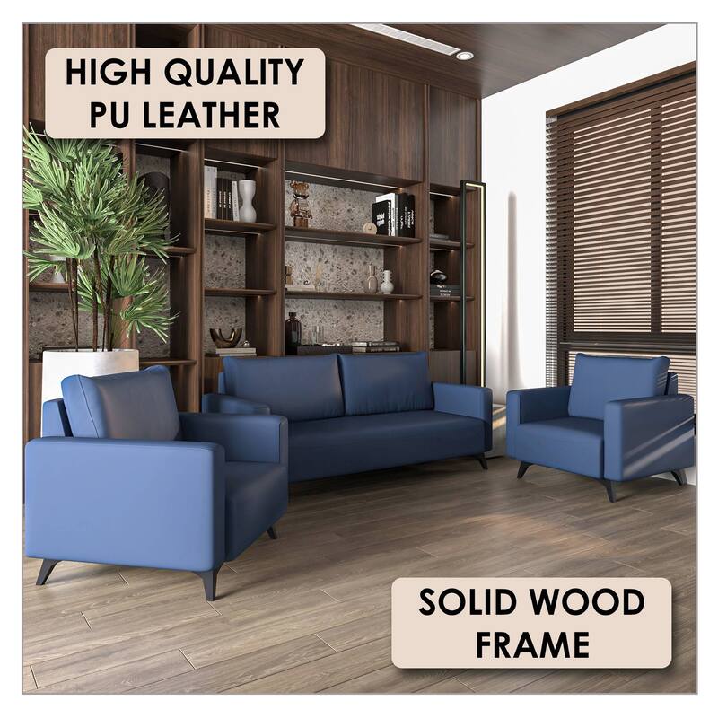 3-Piece Sofa Set Upholstered in Leather Inno Series by LeisureMod