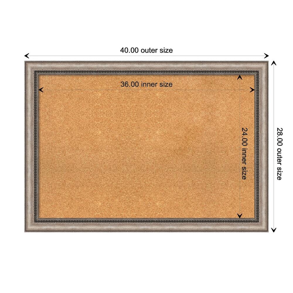 Lyla Ornate Silver Framed Natural Corkboard Bulletin Board
