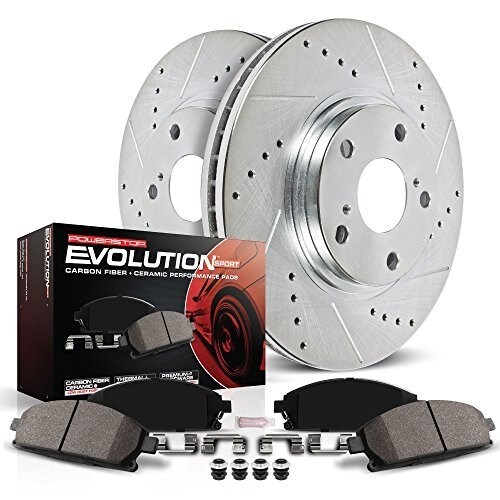 Power Stop K6258 Front Z23 Evolution Brake Kit with Drilled//Slotted Rotors and Ceramic Brake Pads