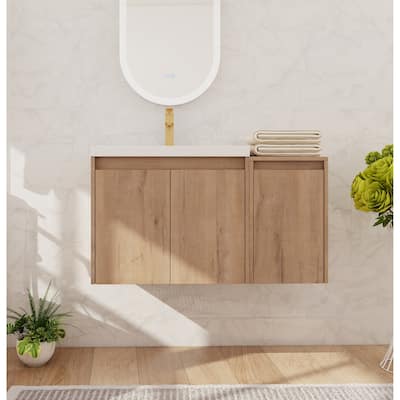 Beingnext 24"/36"/48"/60" Bathroom Vanity with Resin Sink, Floating Bathroom Vanity with Soft Close Doors