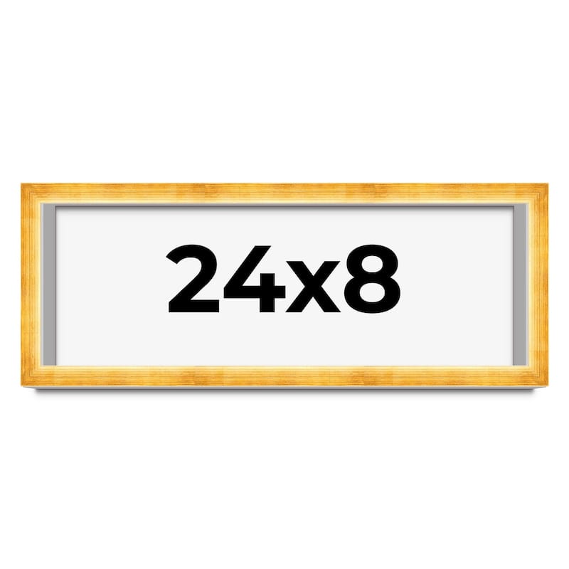 24x8 Shadow Box Frame Gold | 1.625 Inches Deep Real Wood Traditional