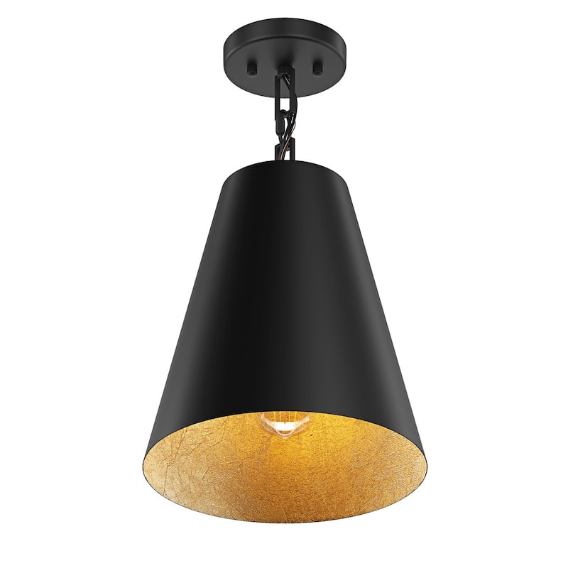 Farmhouse Gold Leaf Inside Pendant Light Fixture Over Table 3 Pack with Cone Metal Shade