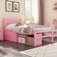 preview thumbnail 2 of 5, Wood Platform Bed with Removable Storage Shelves, Built-in Two Storage Drawers