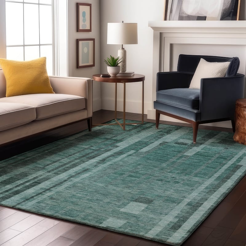 Premium Washable Super Soft Casual Contemporary Mayfield Rug - Teal - 5' x 7'6"