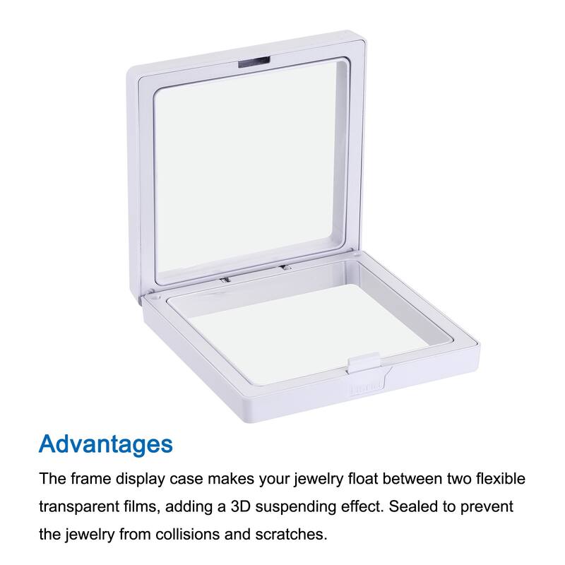 Floating Thin Film Display Box ABS Frame White for Ring Necklace 10Pcs