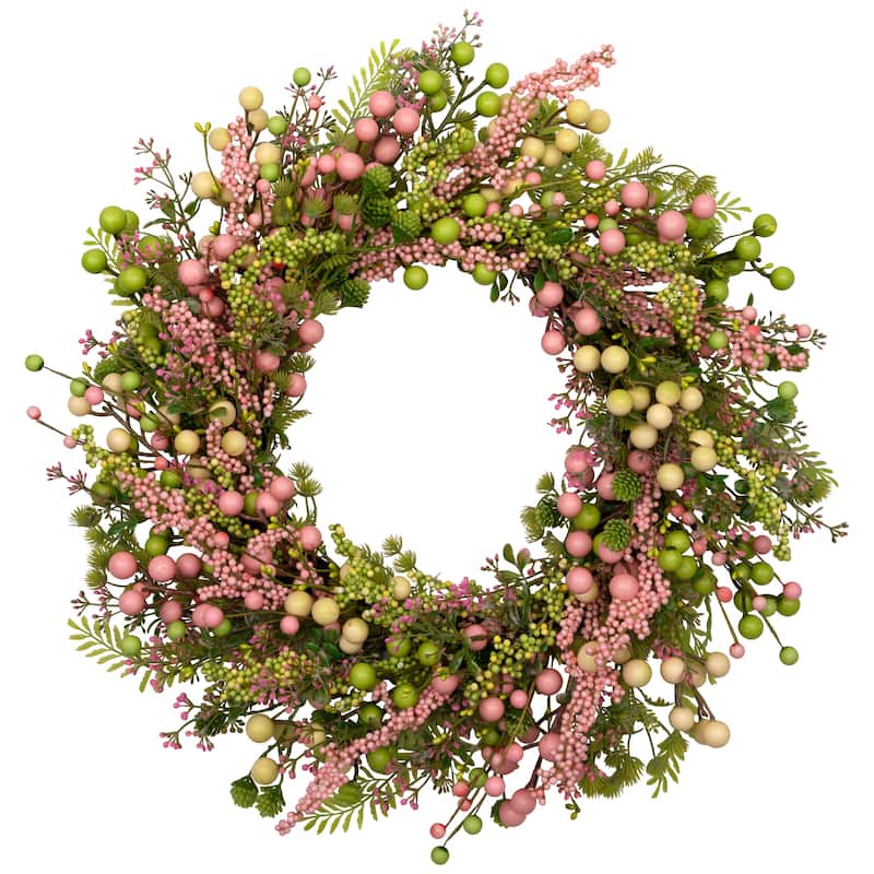 Berries and Olives Artificial Spring Wreath - 25" - Pastel