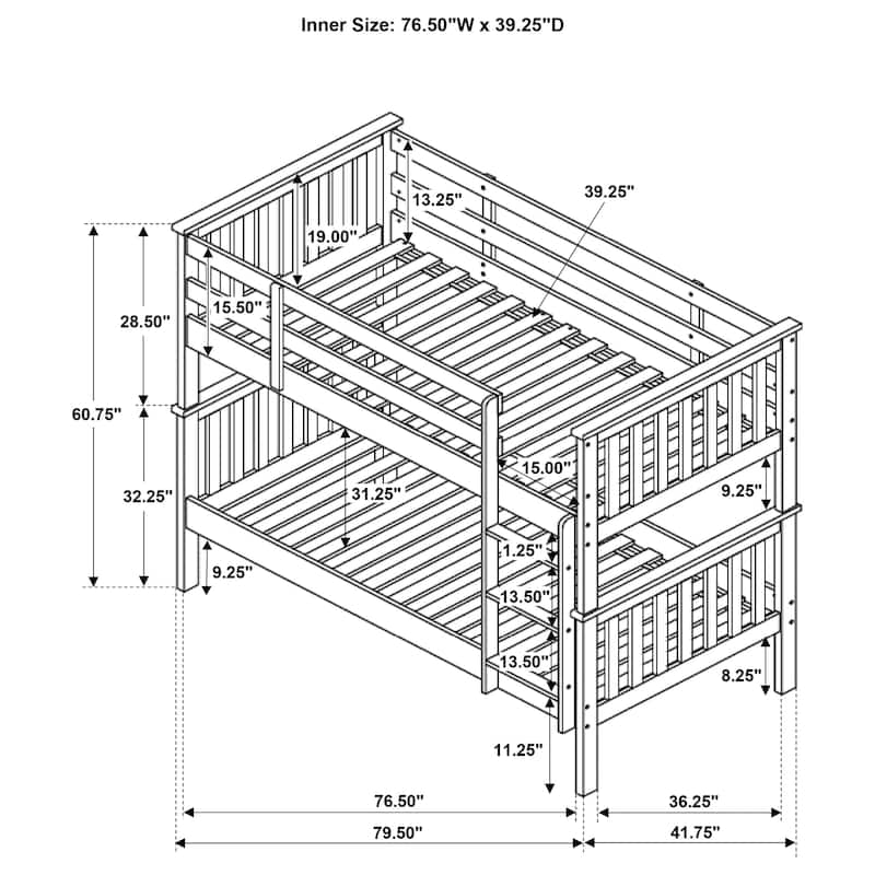 Chapman Transitional Wood Frame Bunk Bed
