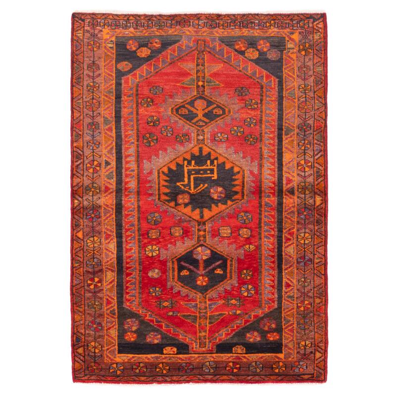 ECARPETGALLERY Hand-knotted Melis Vintage Red Wool Rug - 4'2 x 6'1