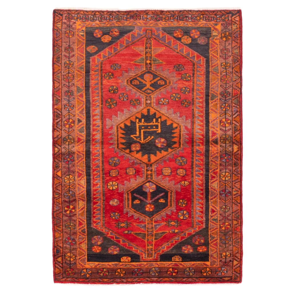 ECARPETGALLERY Hand-knotted Melis Vintage Red Wool Rug - 4'2 x 6'1