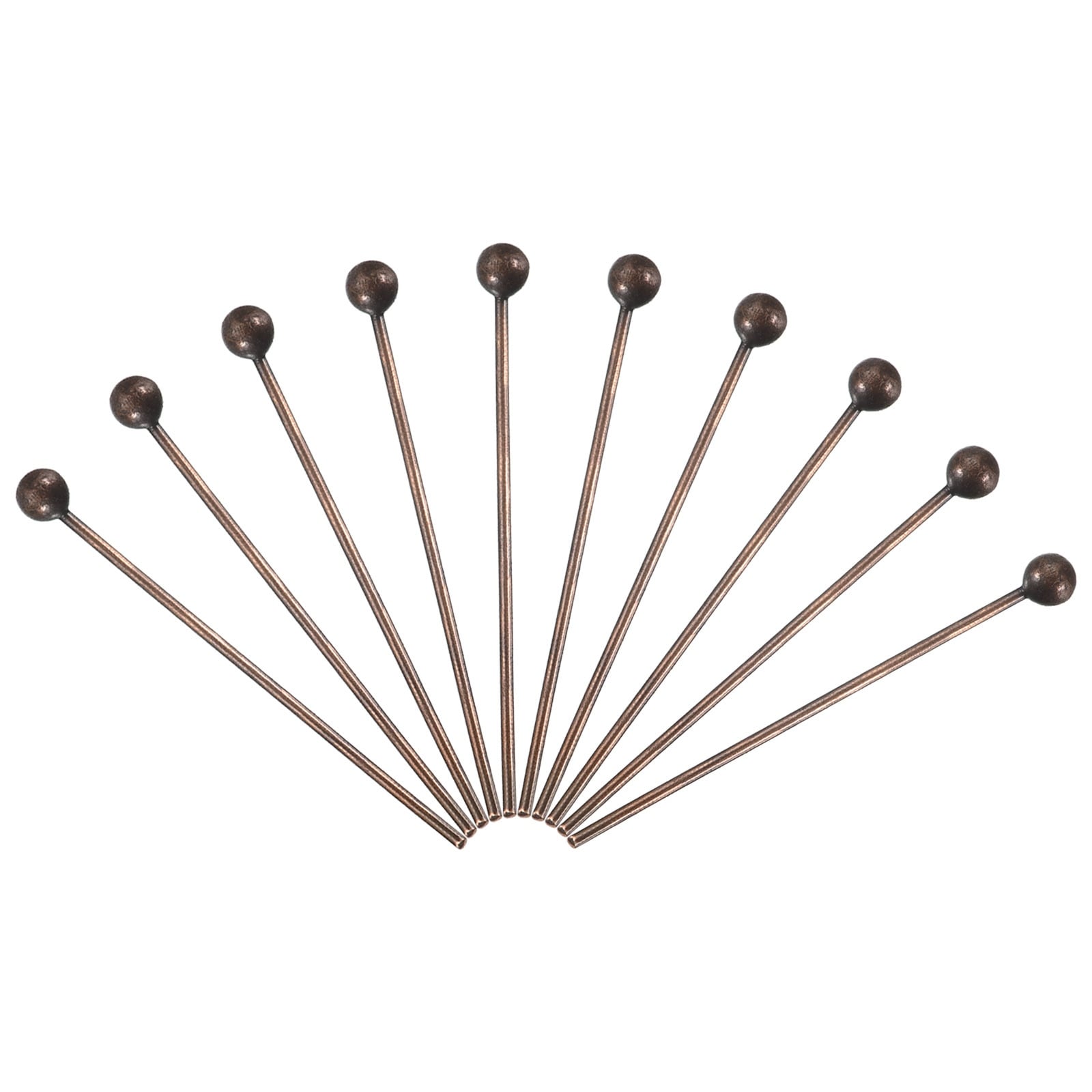 200Pcs Red Copper Ball Head Pins 40mm Wire Head Pins Brass
