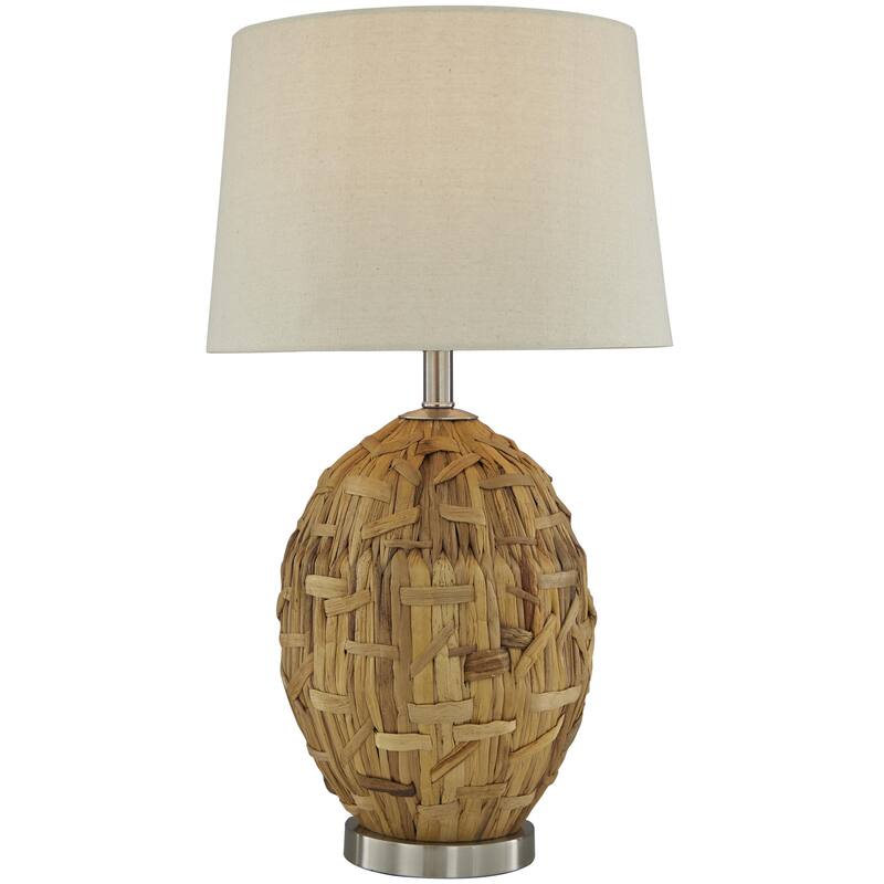 Seagrass Handmade Woven Room Table Lamp with Silver Base - Brown - Roche River Decor