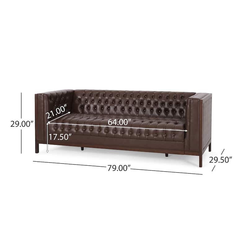 Roomfitters Chesterfield 3-Seater Sofa, Tufted Faux Leather Couch for Living Room