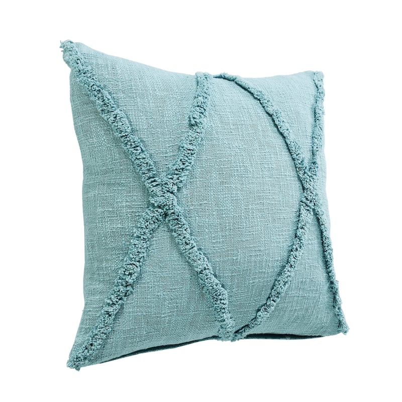 Solid Decorative Diamond Tufted Cotton Throw Pillow