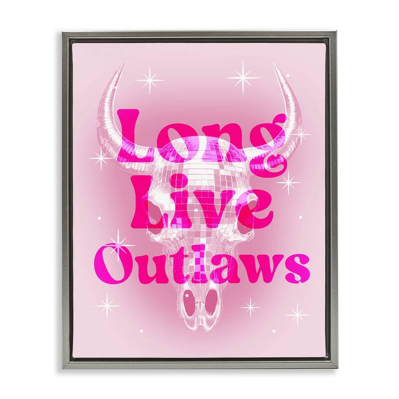Stupell Glam Long Live Outlaws Framed Floater Canvas Wall Art Design By Lil' Rue - 25 x 31 - Grey