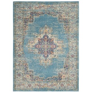 4'x6' Light Blue Distressed Medallion Area Rug - 3'6