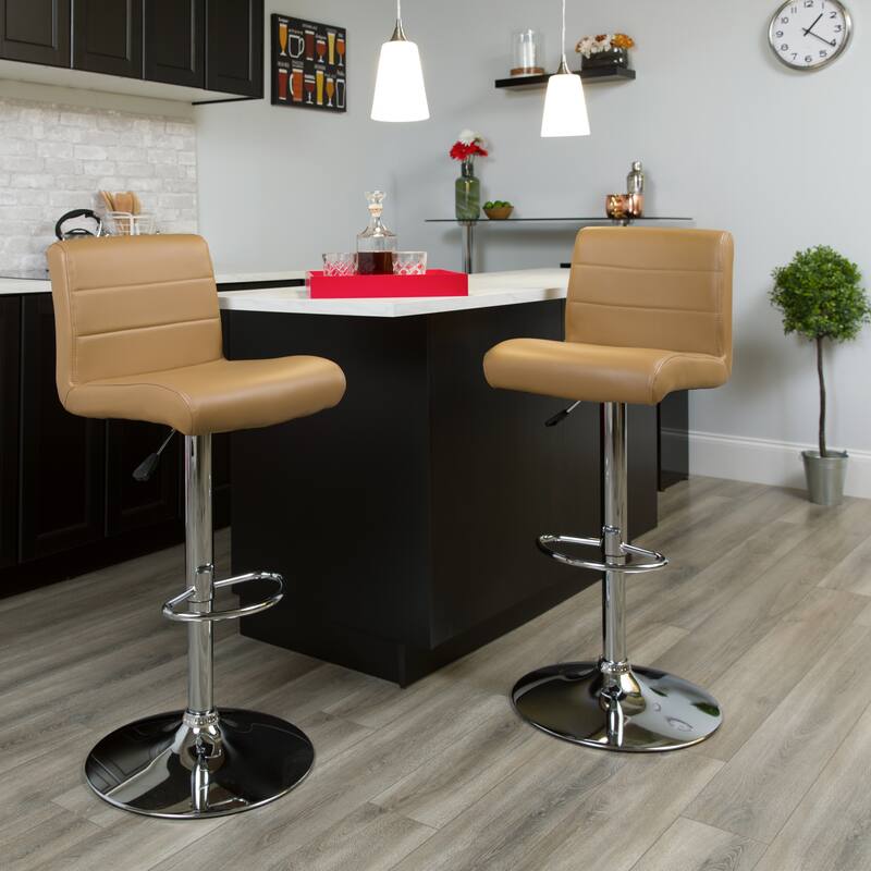 Vinyl Adjustable Height Barstool - 16.25"W x 19.5"D x 36.75" - 44.75"H