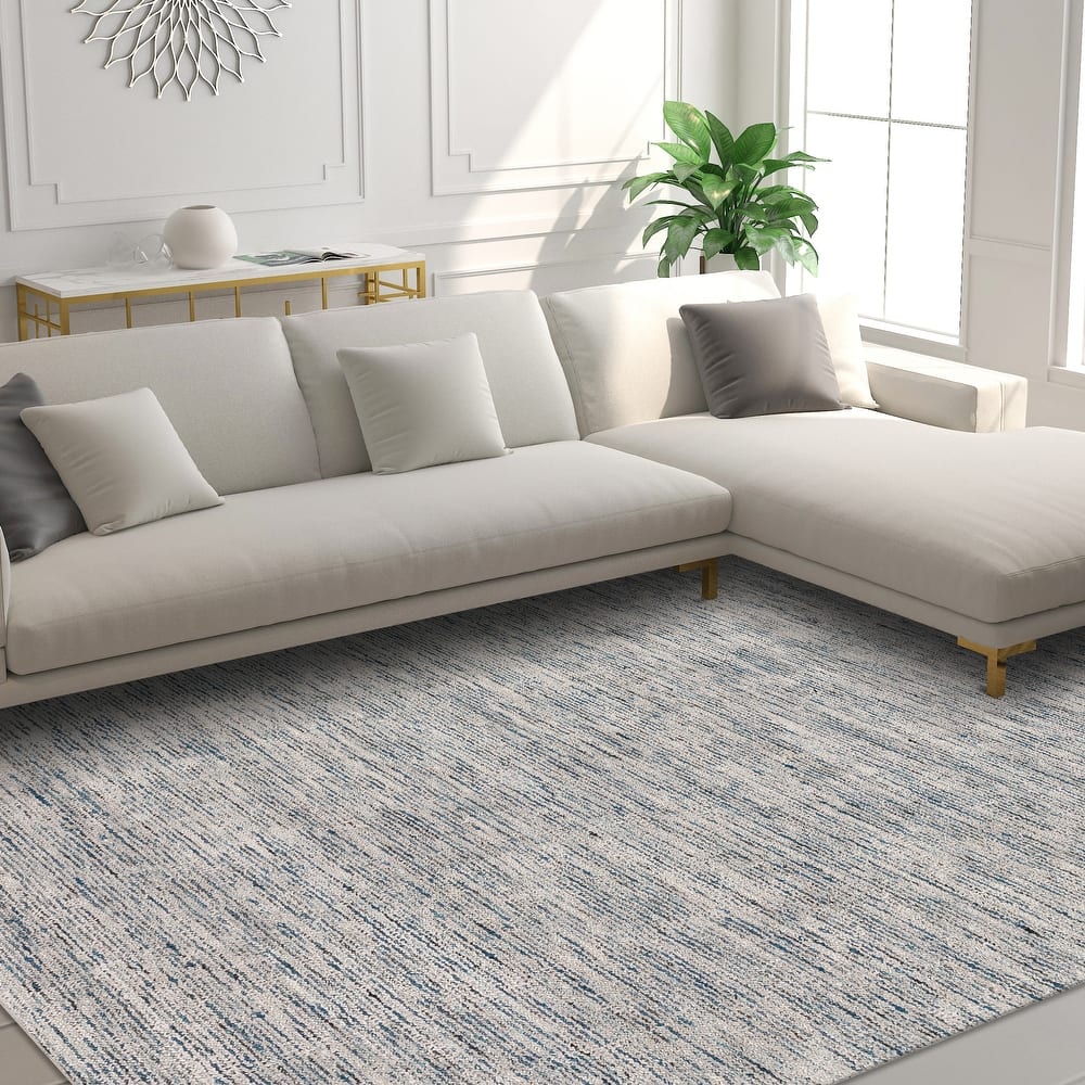 Addison Villager Textured Solid Wool and Viscose Area Rug