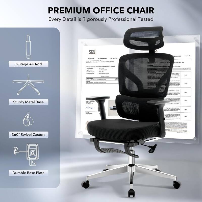 Ergonomic Office High-Back Computer Gaming Chair with Adjustable Footrest