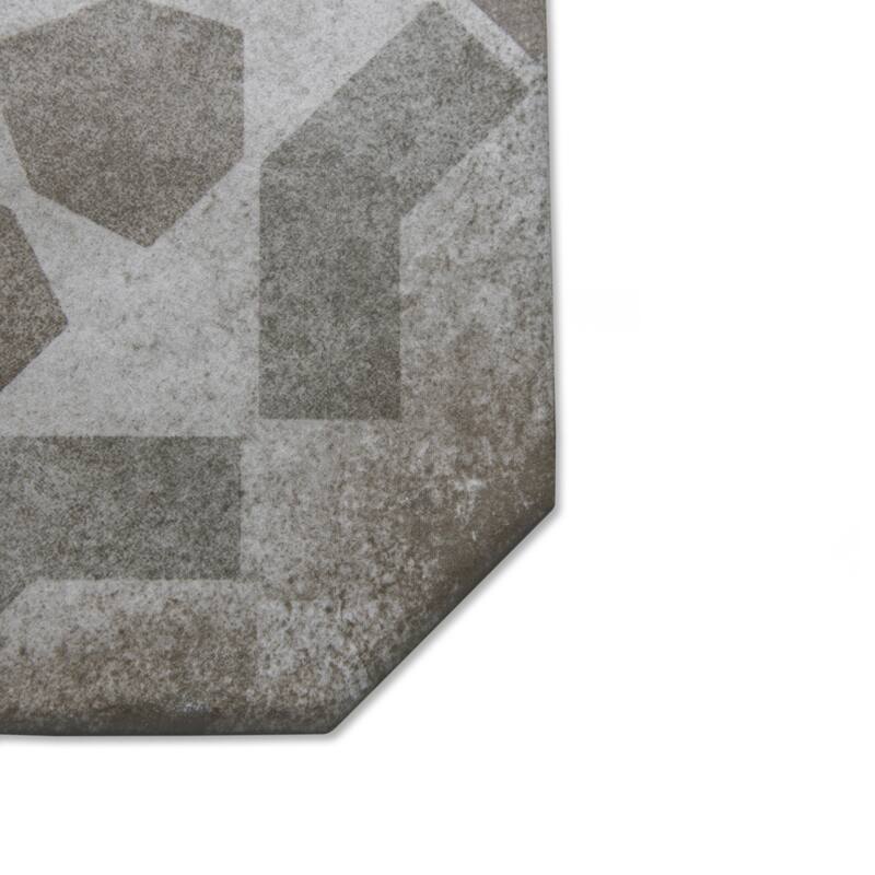 Merola Tile Laverton Octagon Deco Sombra with Taco Arena 7-7/8" x 7-7/8" Porcelain Floor and Wall Tile