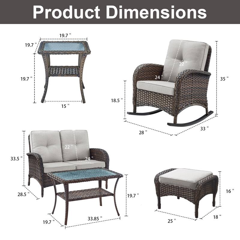 Pocassy Outdoor Loveseat Sofa with Table Funiture Set