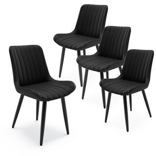 20" PU Leather Upholstered Dining Chairs with Metal Legs, Set of 4 ...