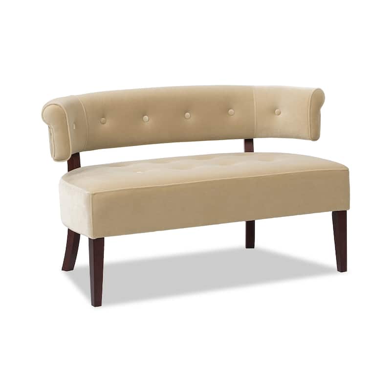 Roll Arm Tufted Bench Settee,Performance Velvet