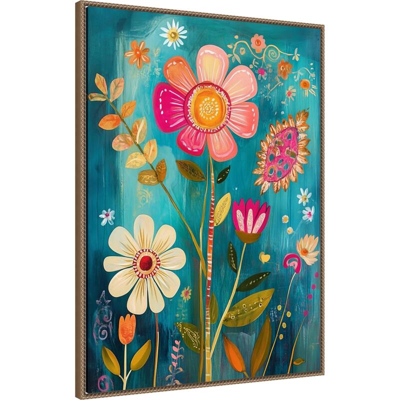 Whimsy Blooms by Tradelink inhouse artist Framed Canvas Wall Art Print