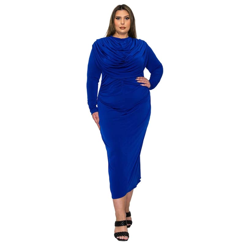 L I V D Women's Plus Size Aurora Ruffled Bodycon Dress - Royal - 2X