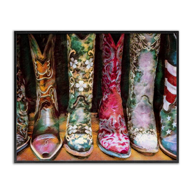Stupell Cowboy Boots Various Bold Designs Americana Apparel Framed Wall Art, Design by Graffitee Studios - Multi - 14 x 11 - Black