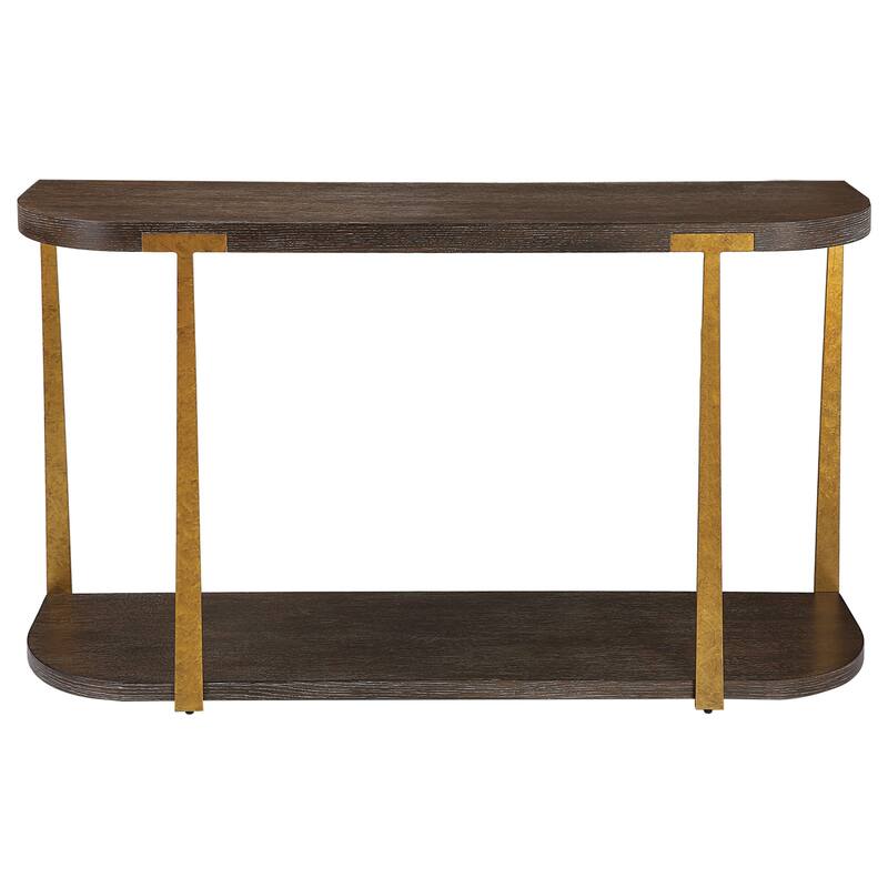 Uttermost 25556 14" Wide MDF, Metal, and Veneer Sofa Table - Woodtone