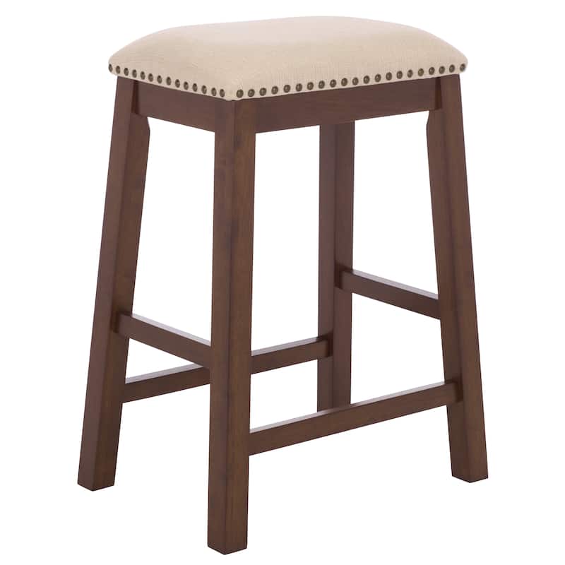 SAFAVIEH Ikuko White Counter Stool - 18.8" W x 13" L x 25" H - 19"W x 13"D x 25"H