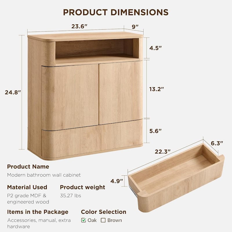 Modern Wall Cabinet, Storage Cabinet for Bathroom, Medicine Cabinet
