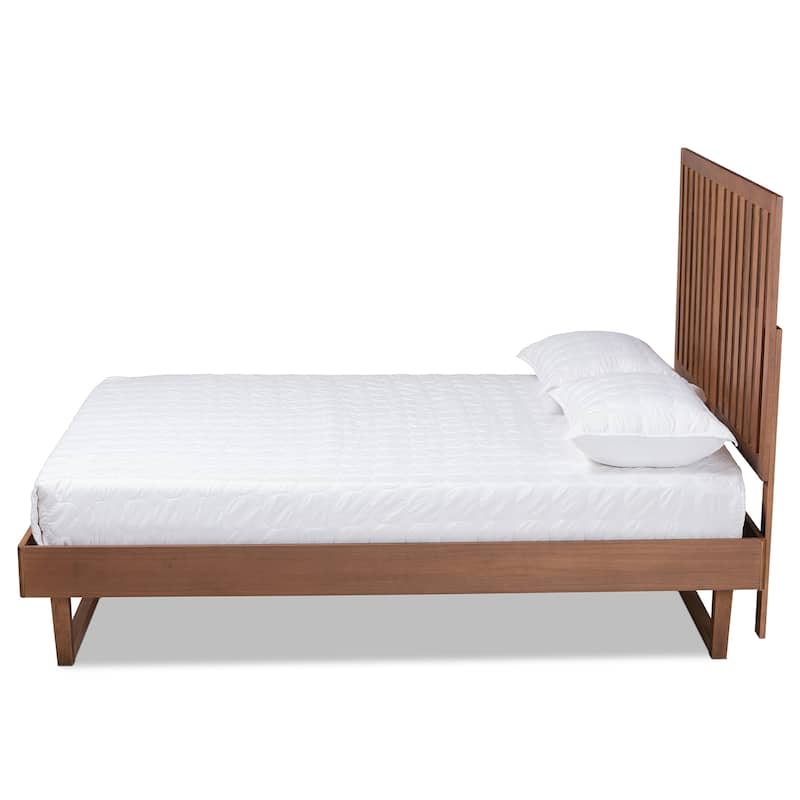 King Size Platform Bed - Modern Wood Bed Frame - Walnut Brown Finish - Bedroom Furniture