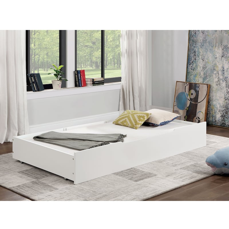 Furniture of America Wynter Modern White Wood Kid's Platform Bed with Trundle