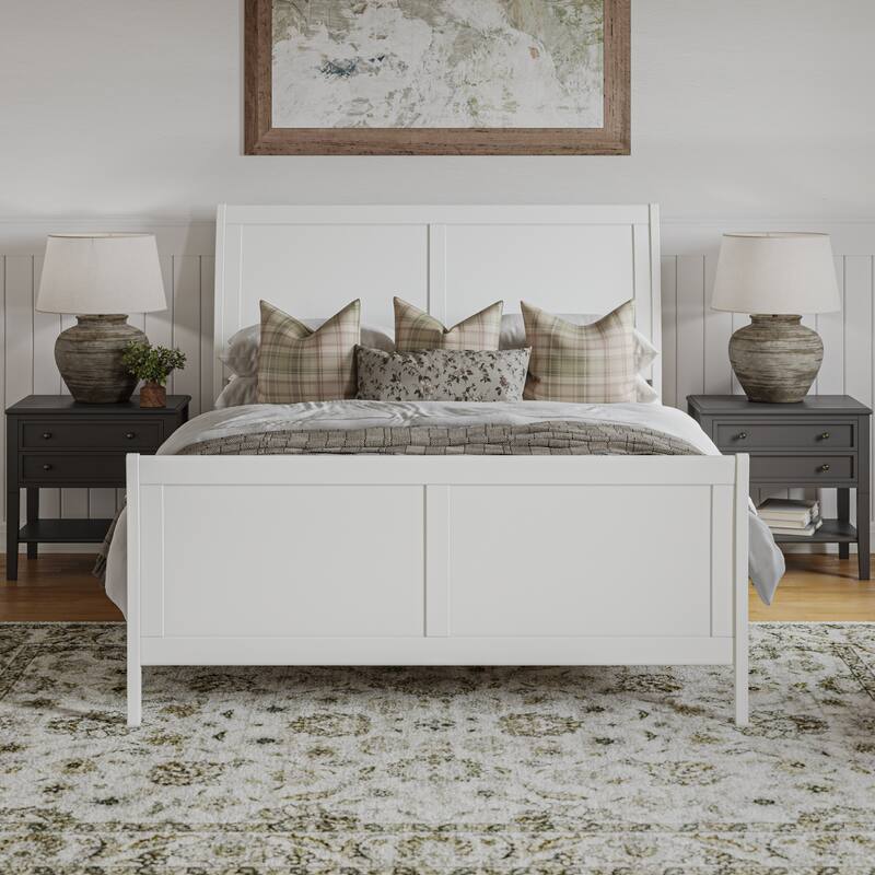 AFI, Portland Solid Wood Low Profile Platform Bed with Matching Footboard