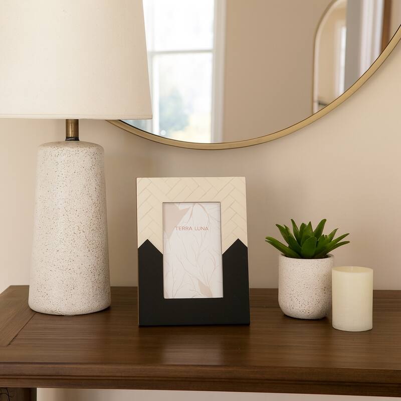 Resin Herringbone 2-Tone Photo Frame - Ivory