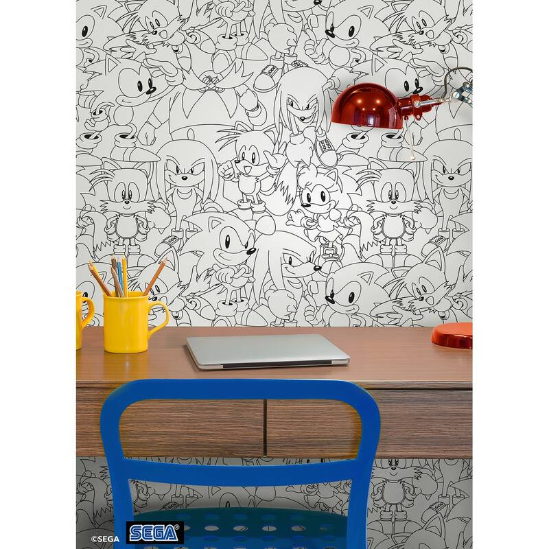 RoomMates Sonic The Hedgehog Line Art Peel and Stick Wallpaper