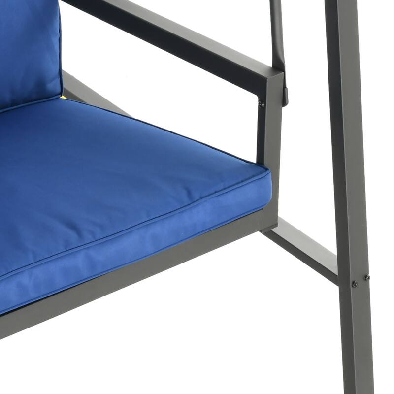Outsunny 3-Seat Outdoor Porch Swing with Stand, Heavy Duty Patio Swing Chair with Adjustable Canopy, Removable Cushions
