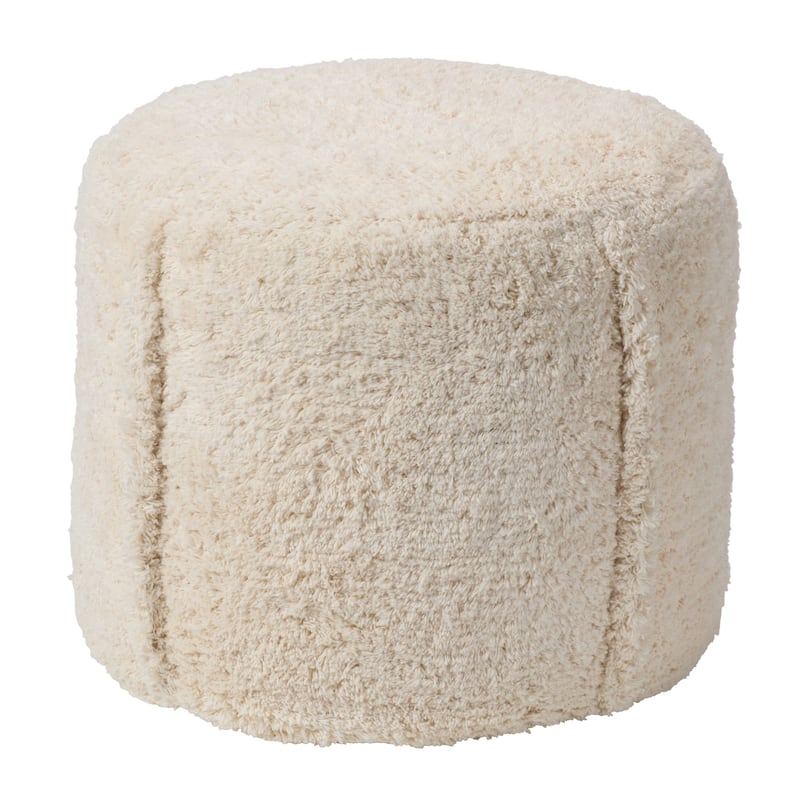 Kore Handmade Solid Cream Cylinder Pouf