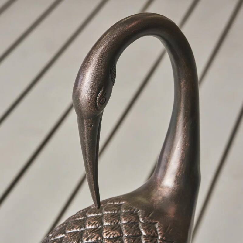 Roomfitters Outdoor Rust-Proof Cast Aluminum Crane Garden Statues, Set of 2 Hand-Crafted Bird Sculptures, Dark Bronze