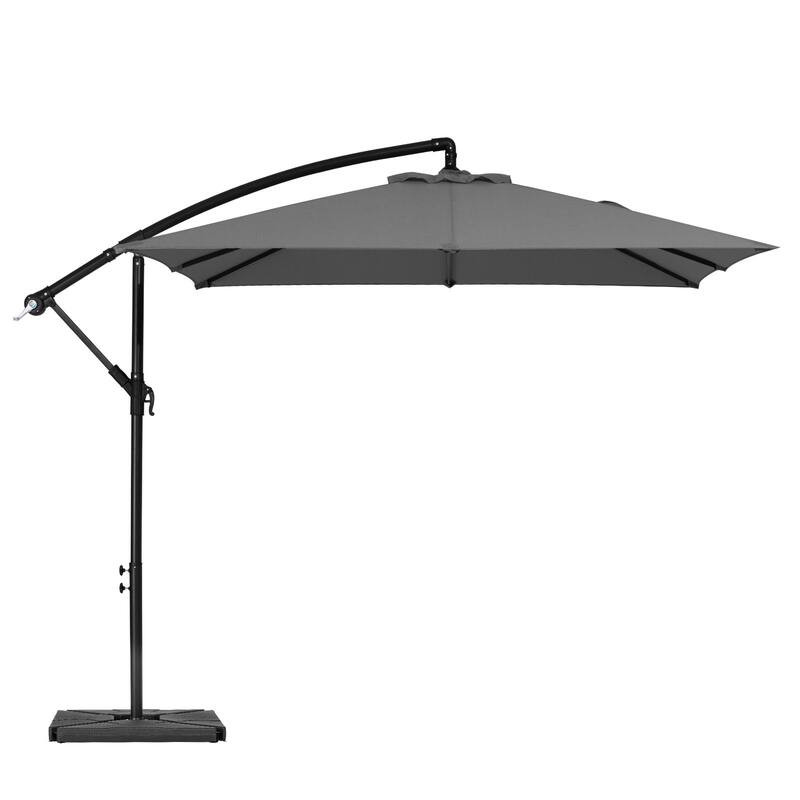 8ft×8ft Square Steel Crank-lift Cantilever Umbrella With Weighted Base