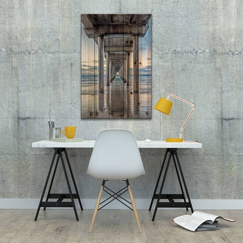 Support Pillars, Ellen Browning Scripps Memorial Pier, La Jolla, San Diego, California, USA Print On Wood by Rob Tilley