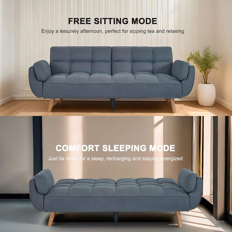 75″ Convertible Futon Sofa Bed, Small Futon Couch with Adjustable Backrest, Sleeper Sofa Couches for Small Living Room, Office