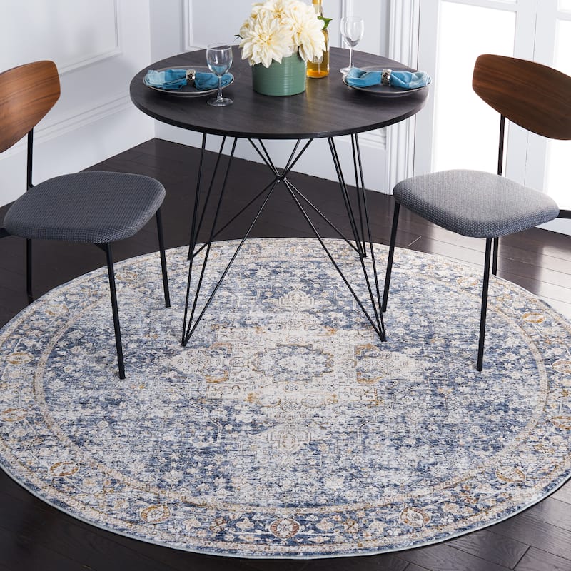 SAFAVIEH Moondust Elouise Vintage Oriental Rug - 6' Round - Ivory/Blue