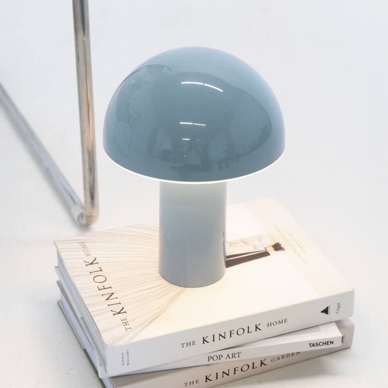 Brightech Celia 10.24 in LED Glossy Modern Round Dome Dimmable Cordless Portable Rechargeable Bedside Nightstand Desk Lamp