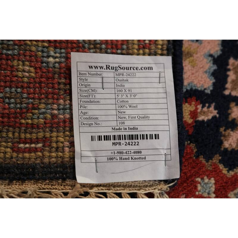 Navy Blue Oushak Indian Foyer Rug Handmade Wool Carpet - 3'0"x 5'3"